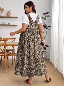 Enliva Plus Size Fashion Sexy Leopard Print Dress - Multicolor - View 3
