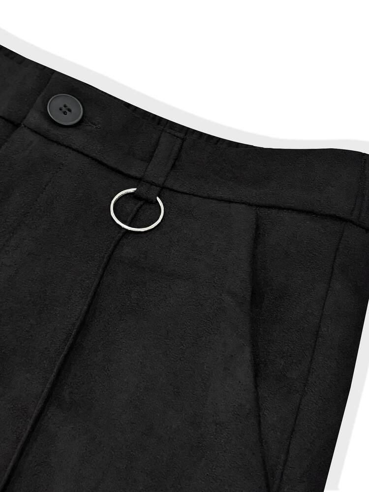PAVTROS Men's Young Street Style, INS Multi-Functional Item: Solid Color Loose Black Suede Micro-Spicy Long Pants, The Best Choice For Holiday Gifts - Black - View 6