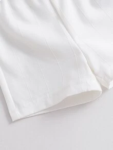 Souflis Souflis 幼童男童白色秋季優雅高雅正式婚禮派對度假格紋拼接 Polo 領短袖襯衫短褲套裝 - 白色 - 查看 6