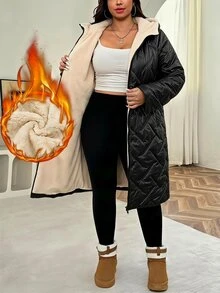 Reflora 大尺碼冬季保暖內裡連帽外套 假日外出穿搭 黑色休閒寬鬆款 - 黑色 - 查看 10