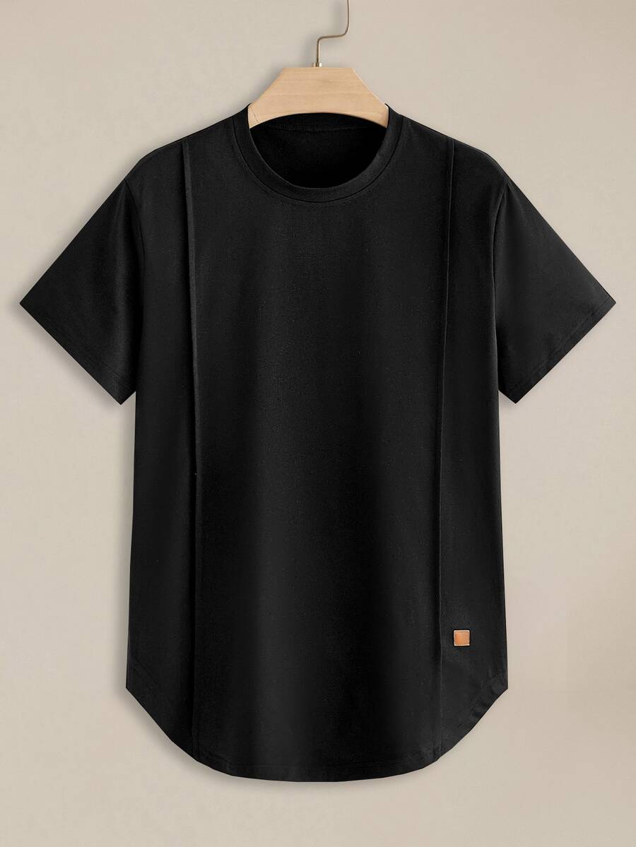 EASEVO Men's Plus Size Minimalist Casual Versatile Crew Neck Short Sleeve T-Shirt Vacation Black Summer
