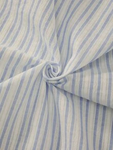 GlowEve Women's Striped Short Sleeve Single-Breasted Casual Shirt - Blue and White - View 5