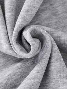 Teen Boy High Street Loose Wide Leg Knit Sweatpants , Grey Double Waist Sweatpants Abstract Line Graphic Print Trousers For Fall Style Wear - Grey - View 4