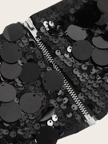 SHEIN ICON Sequin Decor Crop Tube Top - Black - View 5