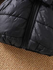 SHEIN Playful Pals 2pcs/Set Baby Girl Autumn&Winter Coat Casual Style Warmer Padded Coat&Girdle Baby Girl Winter Jacket - Black - View 4