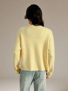 SHEIN Tall Women's Casual Knit Cardigan, Autumn/Winter - Light Yellow - View 2