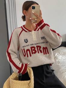 DAZY Women's Letter Print Raglan Long Sleeve Casual Sweater Fall - Multicolor - View 9