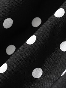 DAZY Rok Wanita Motif Polkadot Pinggang Tinggi Elegan untuk Perjalanan Sehari-hari - Hitam - View 7