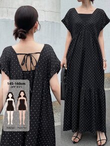 DAZY Women's Polka Dot Print Dress Fall - Black - View 1
