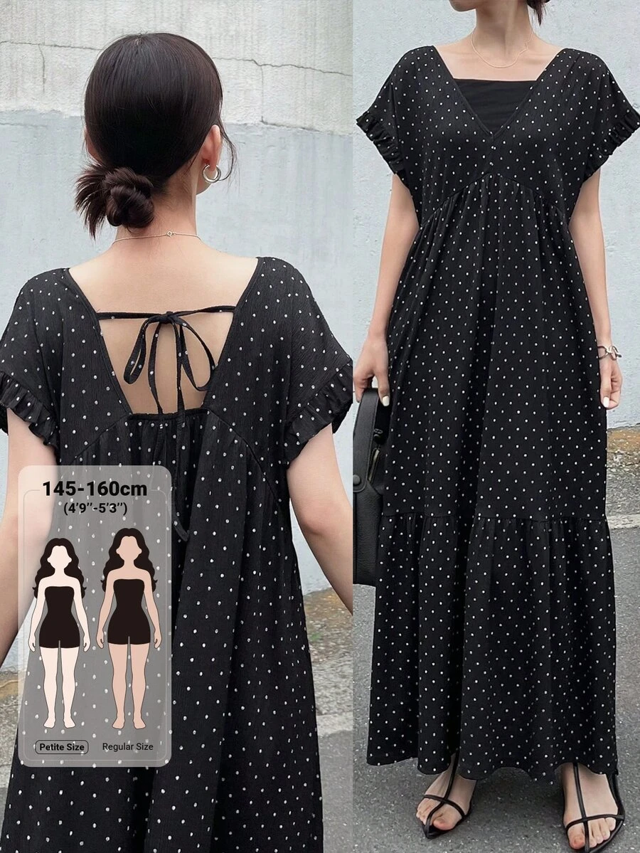 DAZY Women's Polka Dot Print Dress Fall - Black - View 1