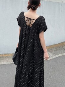 DAZY Women's Polka Dot Print Dress Fall - Black - View 6