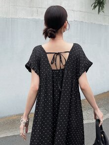DAZY Women's Polka Dot Print Dress Fall - Black - View 5
