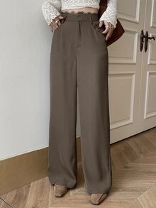 DAZY Women's Casual Pocket Trousers For Daily Business And Office Wear Fall - Brown - View 3