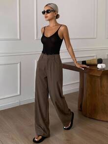 DAZY Women's Casual Pocket Trousers For Daily Business And Office Wear Fall - Brown - View 9