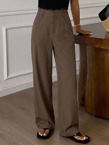 DAZY Women's Casual Pocket Trousers For Daily Business And Office Wear Fall - Brown - View 12