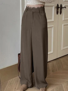 DAZY Women's Casual Pocket Trousers For Daily Business And Office Wear Fall - Brown - View 6