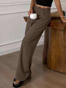 DAZY Women's Casual Pocket Trousers For Daily Business And Office Wear Fall - Brown - View 11