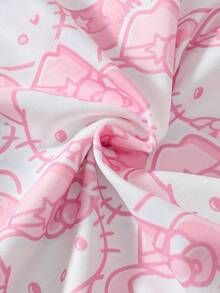 HELLO KITTY AND FRIENDS | SHEIN Sweatshirt Hoodie Longgar Manis Musim Semi/Musim Gugur dengan Motif Kartun Anak Perempuan Warna Pink di Seluruh Permukaan - Berwarna merah muda - View 4