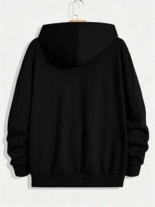 Gym Rark Boyfriend Style Men's Solid Color Simple Casual Hooded Long Sleeve Jacket , Zip Up Workout Jacket Fall Breathable, Lightweight, Gym - Black - View 2