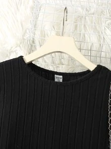 SHEIN 青少年女孩白色拼色拼接短袖中長洋裝，適合學校、戶外活動、購物、鈕扣設計、畢業舞會、秋季，可愛風格 - 黑與白 - 查看 5