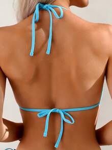 Oceva Sexy Solid Color One-Piece Swimsuit, Popular For Beach In Spring/Summer - Blue - View 4