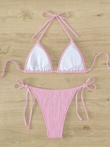 Oceva Random Printed Bikini Swimwear Set For Women, Purchased License For Summer Beach Vacation - Baby Pink - View 2