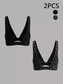 Velisys Velisys Sleeveless Wide Strap Triangle Cup Bikini Top Summer Beach Wear - Multicolor - View 8
