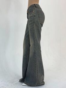 Livesso Petite Women's Casual Versatile Flare Leg Denim Jeans With Pockets - Blue - View 2