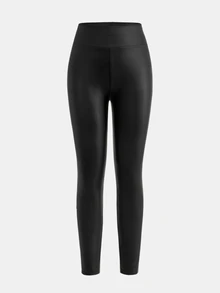 Kids Tween Girl Casual Daily PU Thermal Lined Thick Leggings For Autumn/Winter - Black - View 4