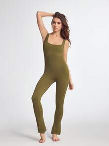 Eassivo Eassivo Seamless High-Stretch Sports Yoga Jumpsuit For Women - Army Green - View 4