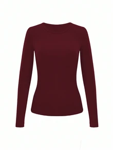 INAWLY 3pcs Women's Solid Color Minimalist Crew Neck Long Sleeve T-Shirt Set - Multicolor - View 4