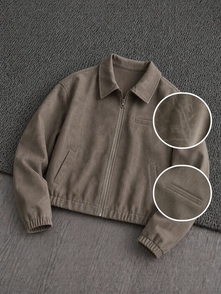 Mainfolk Men's Autumn Fashion Vintage Casual Streetwear Jacket Vacation Rave Brown - Brown - View 1