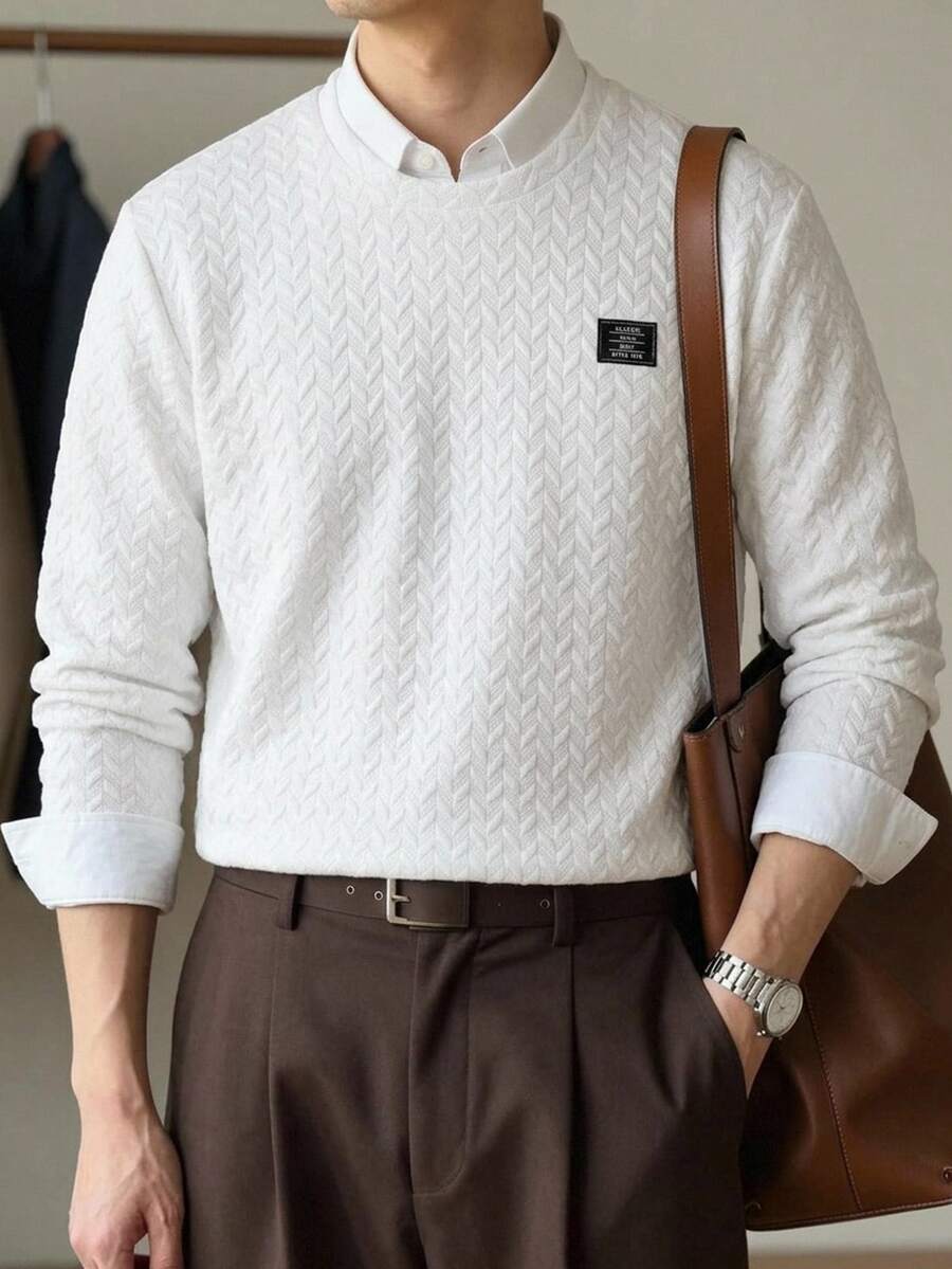 HIMLAND Men's Casual Long Sleeve T-Shirt For Daily Wear Halloween Winter Party Autumn - White - View 1