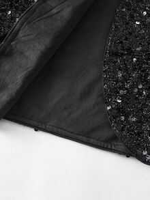 EMERY ROSE Open Front Sequin Blazer In Autumn/ Party Dinner Night Out Black Sequin Elegant - Black - View 6