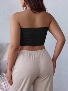 Firerie 1pc Plus Size Seamless Bandeau Bra (Unpadded) - Black - View 2
