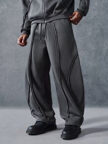 PAVTROS Men's Autumn-Winter Hoodie Set With Spliced Raw-Edge Design & Print Accents, Y2K-Themed Christmas Gift. - Grey - View 5