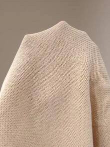 SHEIN Tall Tall Women's Apricot Textured Sweater Top With Batwing Sleeves And A Fitted Waist - Apricot - View 8