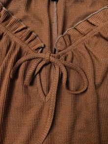 EMERY ROSE Plus Size Lady's Elegant Fall Long-Sleeved T-Shirt - Brown - View 7
