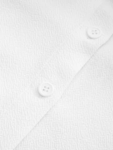 Olia Maree Women's Solid Color Long Sleeve Single-Breasted Pleated Shirt Dress - White - View 7