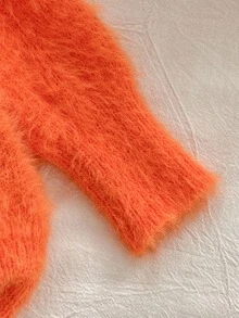 Genkimix Kids Girls' Sweater, Soft Pink Color For Fall, Simple Fashionable For Thanksgiving Halloween. High-Quality Knitted Material, Soft Comfortable Skin-Friendly - Orange - View 4