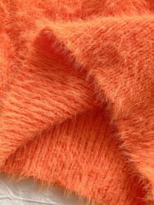 Genkimix Kids Girls' Sweater, Soft Pink Color For Fall, Simple Fashionable For Thanksgiving Halloween. High-Quality Knitted Material, Soft Comfortable Skin-Friendly - Orange - View 6