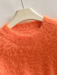 Genkimix Kids Girls' Sweater, Soft Pink Color For Fall, Simple Fashionable For Thanksgiving Halloween. High-Quality Knitted Material, Soft Comfortable Skin-Friendly - Orange - View 3