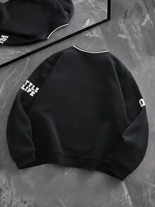 Manfinity EMRG 男士長袖針織套頭衛衣，年輕街頭風時尚百搭設計，適合日常穿著與外出，亦可作為送給朋友或男友的禮物，哥德風 - 黑色 - 查看 2