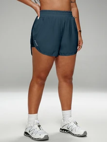 Rhythm Era Plus Size Summer Casual Mesh Patchwork Sports Shorts - Navy Blue - View 3