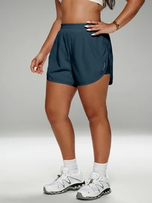 Rhythm Era Plus Size Summer Casual Mesh Patchwork Sports Shorts - Navy Blue - View 5