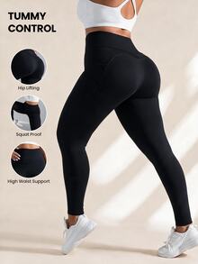 Rhythm Era بنطال يوغا جيوب للهواء الطلق، تصميم يشكل الجسم ويرفع المؤخرة ويناسب ركوب الدراجات والرياضات الأخرى - الأسود - مشاهدة 1