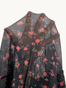 MaterniWear 優雅新款花卉 A 字孕婦洋裝（圓領、長袖）– 適合工作/通勤（秋季） - 黑色 - 查看 10