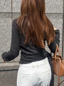FRIFUL Women's Casual Tie Wrap T-Shirt, Autumn Brunch Dark Grey Brunch Brunch Everyday - Dark Grey - View 4