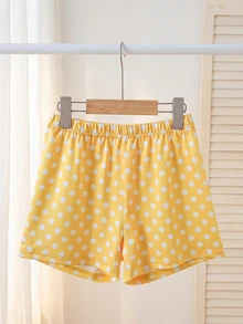 Tween Girl) Casual All-Match Versatile Daily Seasonal Transition Outfit, Open Front Cardigan, Fitted Tank Top And Loose Shorts, Yellow Striped 3 Pieces Set - Yellow - View 5