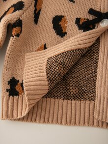 Young Girl Autumn/Winter Casual Princess Leopard Print Sweater Knit Skirt Set Pullover - Yellow - View 4